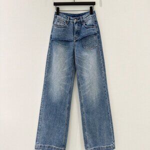Chrome Hearts Frayed Layered Straight Leg Jeans